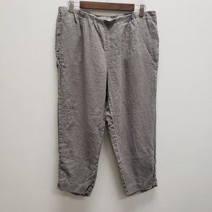J Jill Womens Love Linen Pull On Pants Size M Gray High Rise Straight Leg Pocket